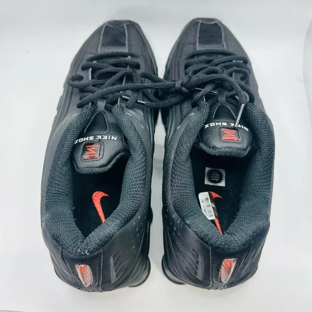 Nike Shox R4 Sneakers Triple Black Red Accents Athletic | Women's Size 10.5 US